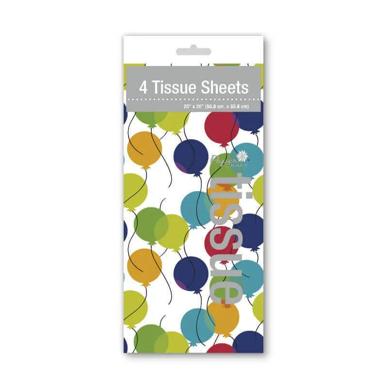 4 Tissue Sheets with Printed Balloon Decorations