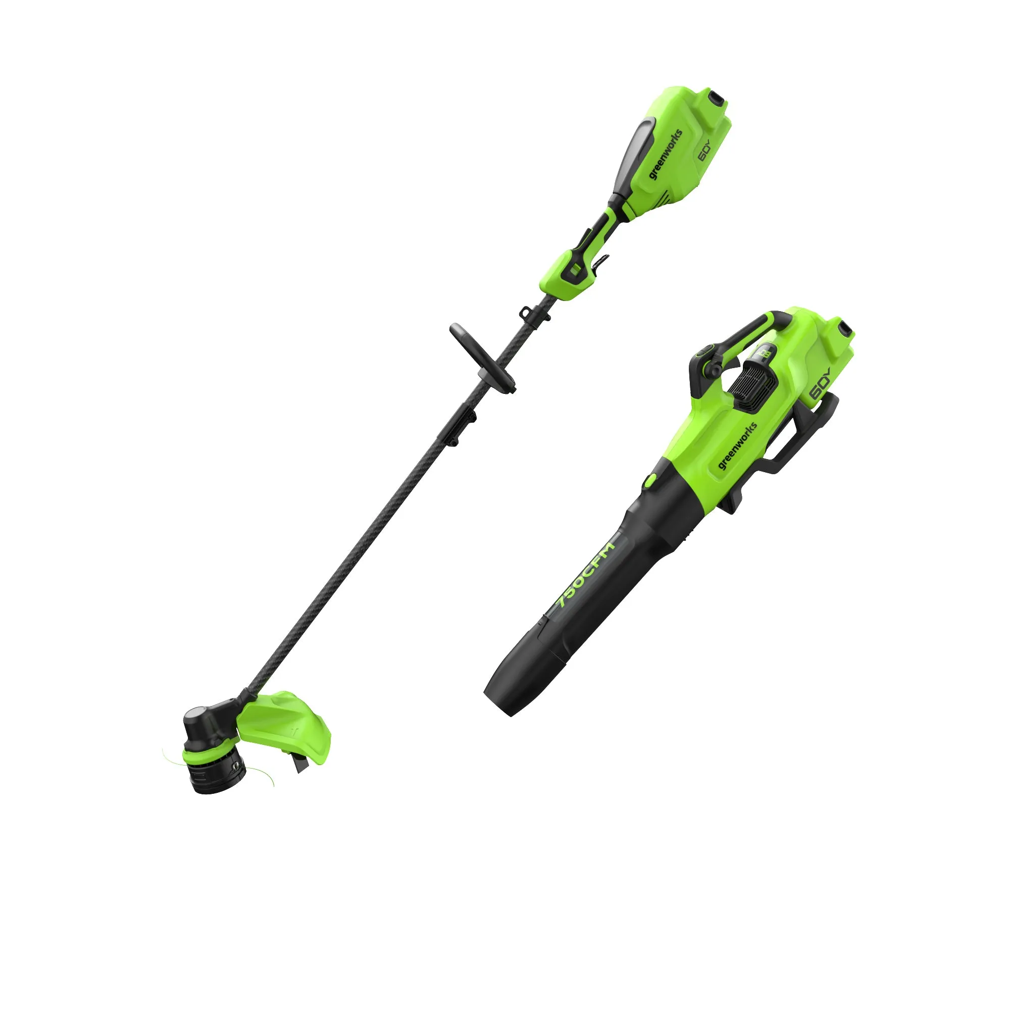 60V 16" Cordless Battery String Trimmer   750CFM Blower w/2.5Ah Battery and 3A Charger