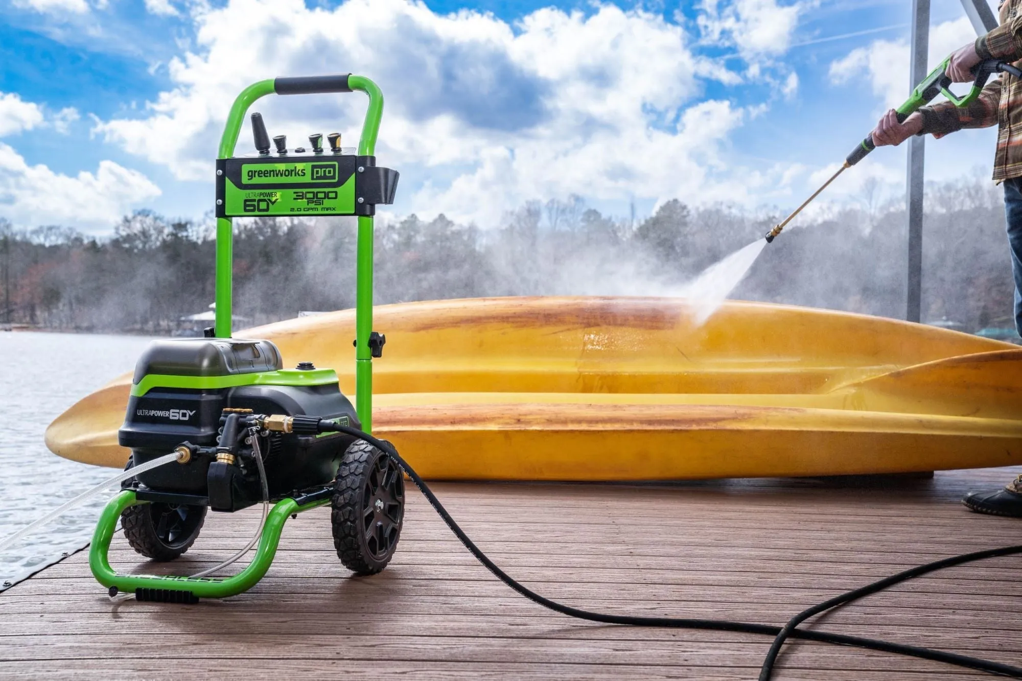 60V 3000 PSI Pressure Washer w/ Foam Cannon and 15" Surface Cleaner Combo Kit w/ (2) 5.0Ah Batteries & Dual Port Charger