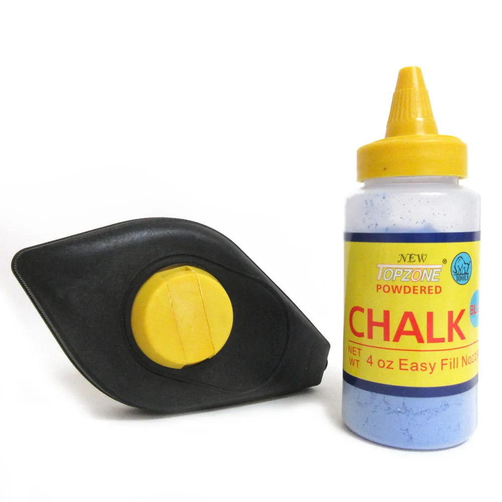 Blue Chalk Bold Line Reel w 4oz Bottle 100Ft 2-Piece Set Construction Tool
