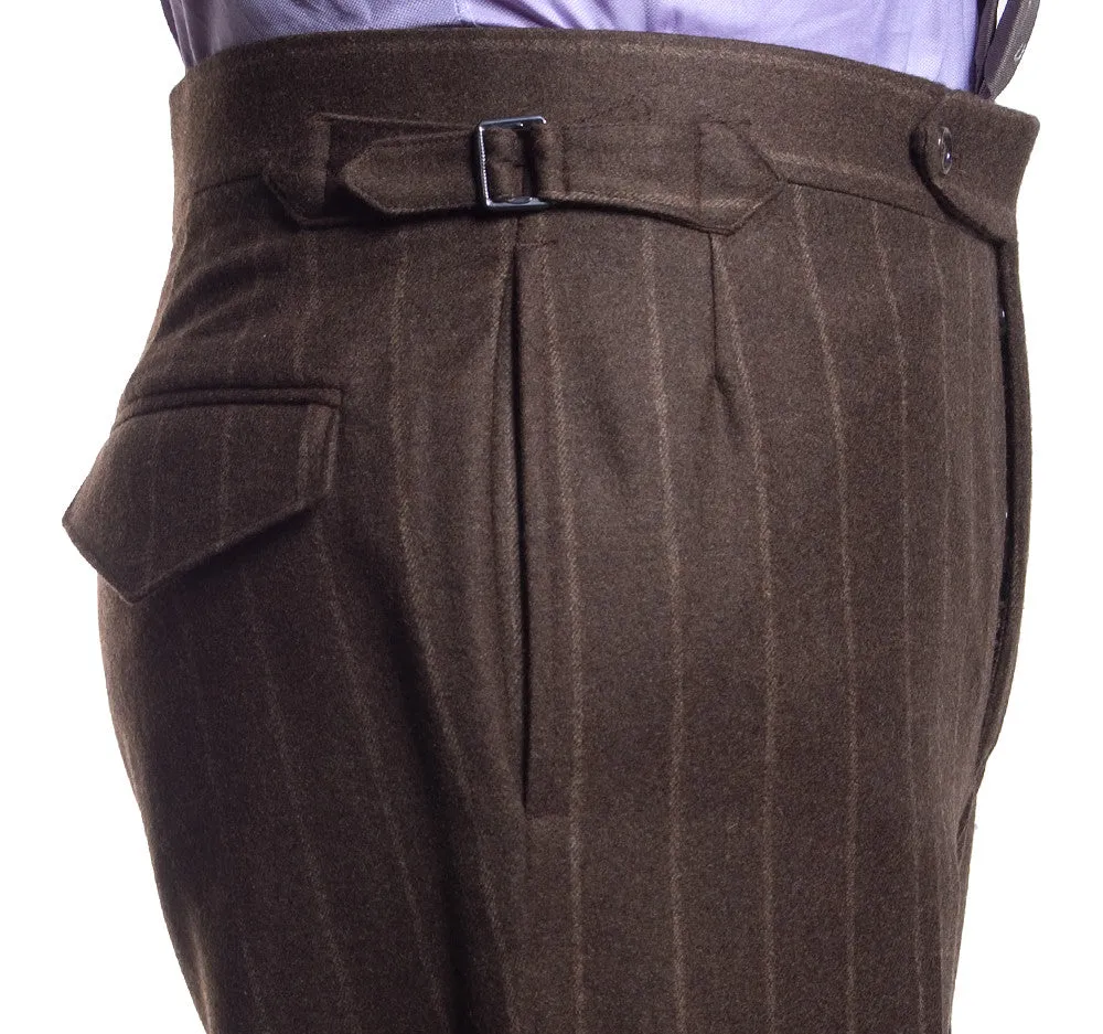 Chalk Stripe Flannel Suit in Olive