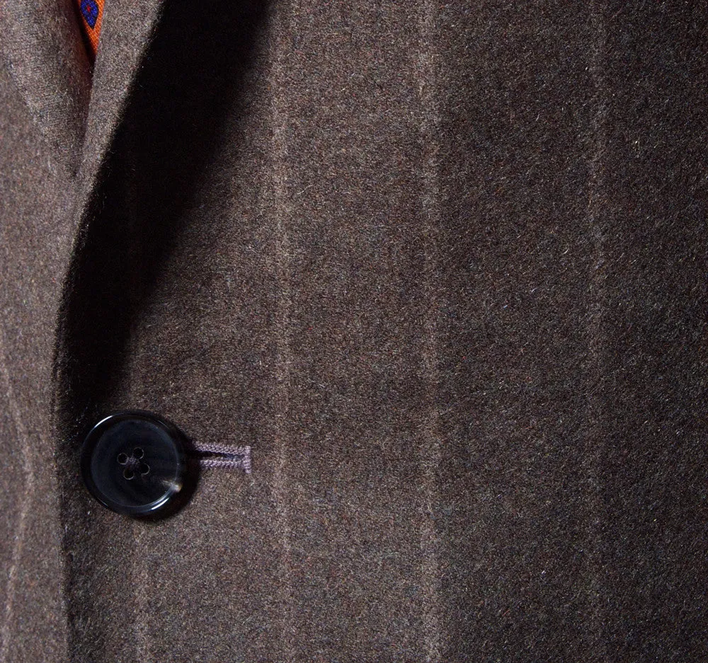 Chalk Stripe Flannel Suit in Olive