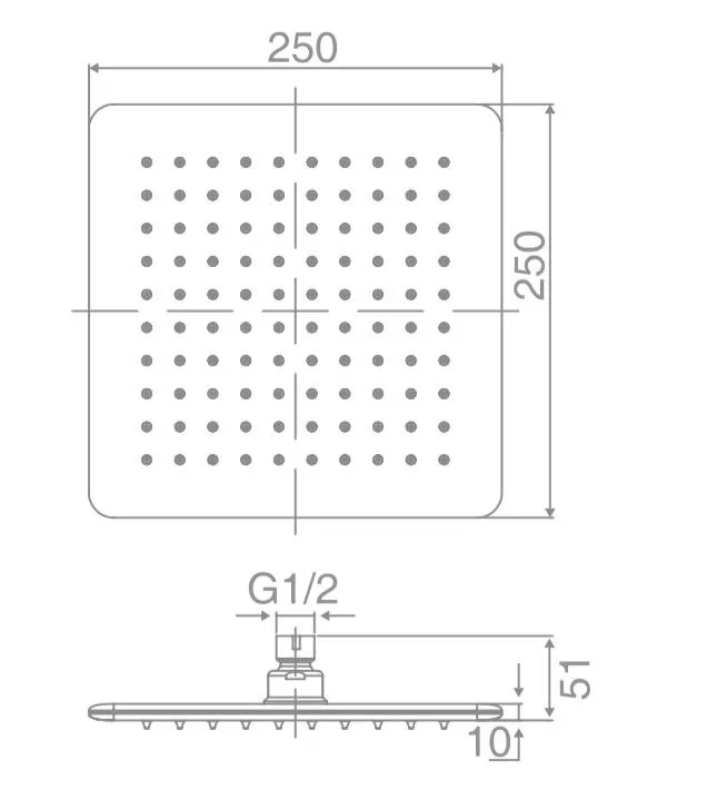 DOCCIA Square Shower Head Chrome - SHSQ250