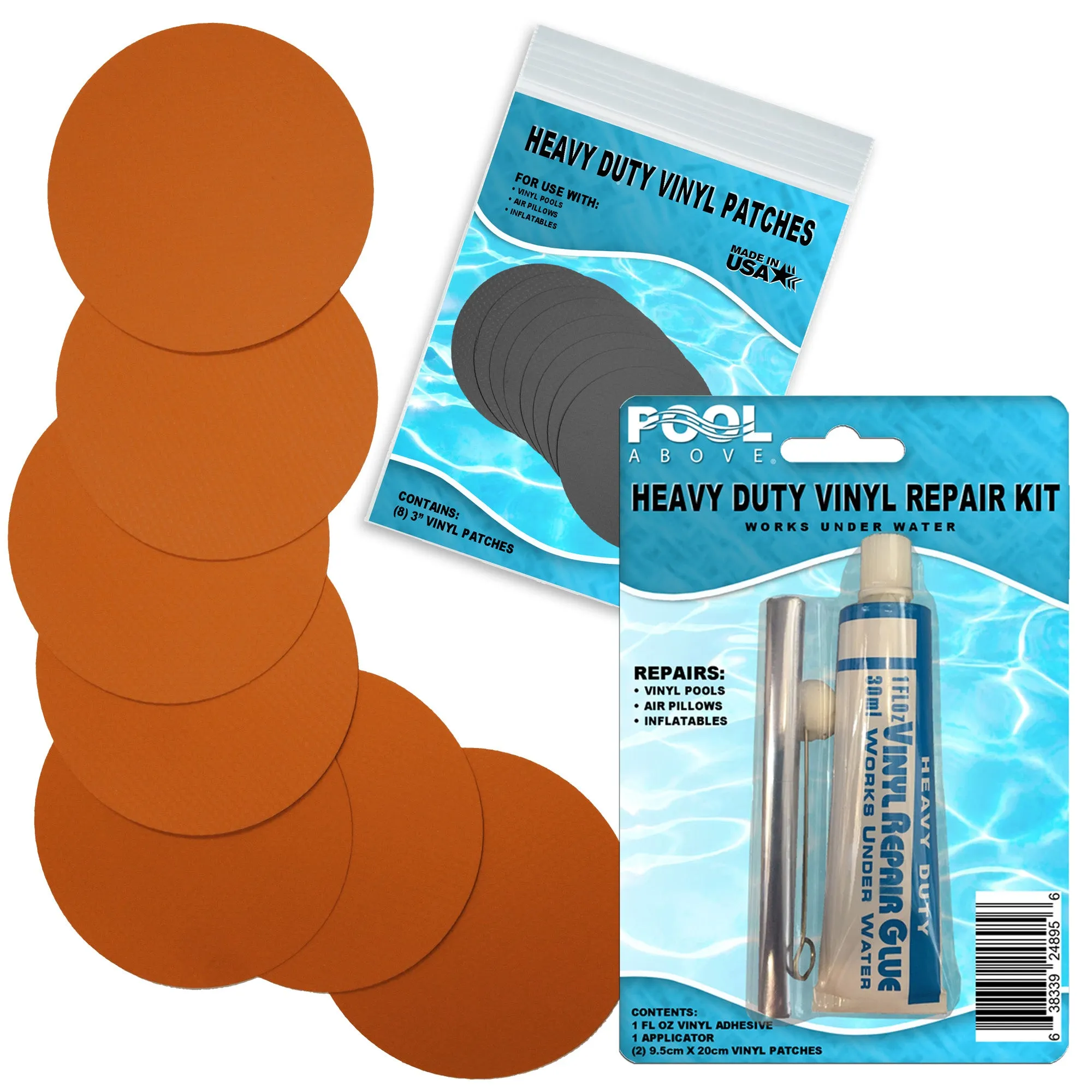 Heavy Duty Vinyl Repair Patch Kit for Above-Ground Pool Liner Repair; Glue and Patch Inflatables; Boat; Raft; Kayak; Air Beds; Inflatable Mattress Repair