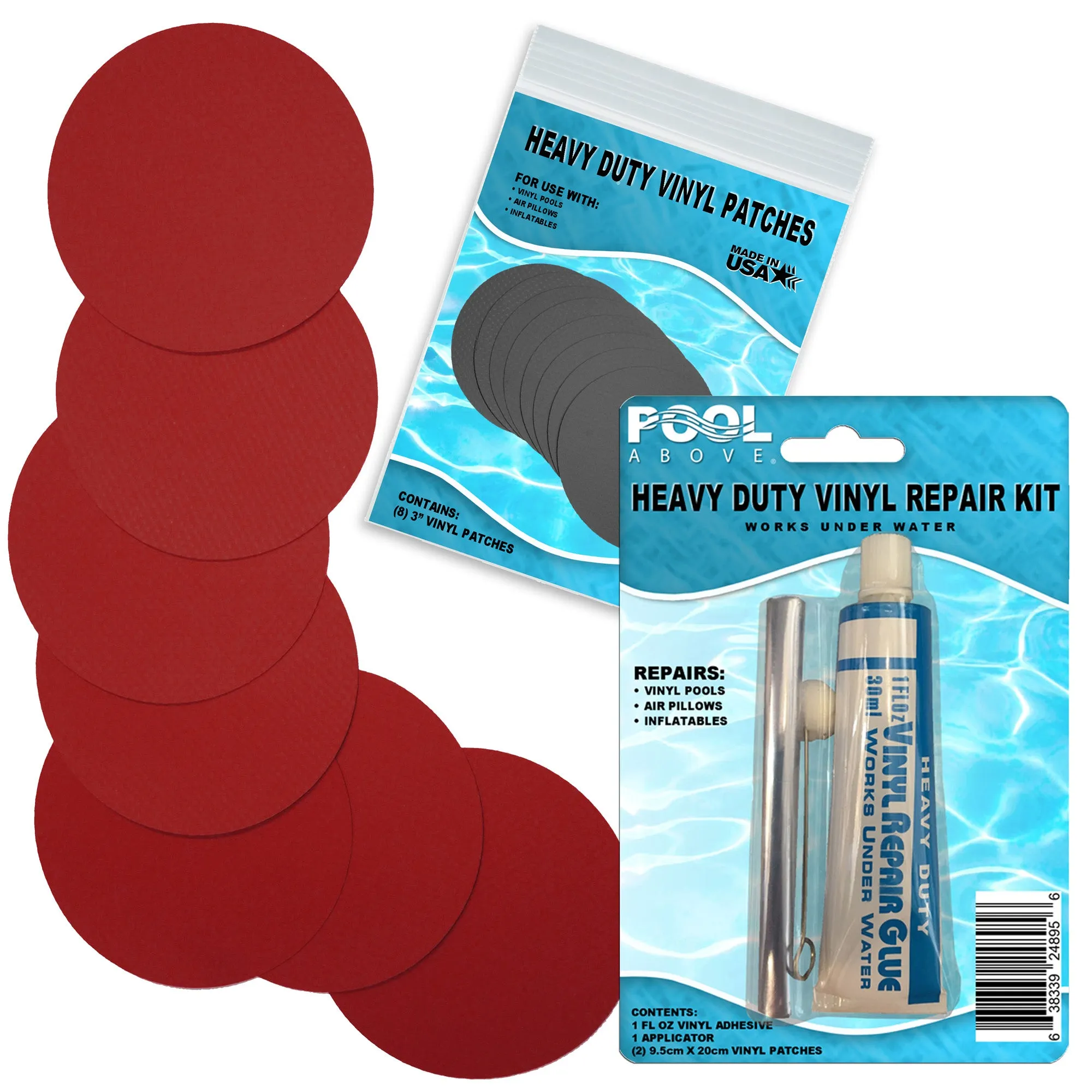 Heavy Duty Vinyl Repair Patch Kit for Above-Ground Pool Liner Repair; Glue and Patch Inflatables; Boat; Raft; Kayak; Air Beds; Inflatable Mattress Repair
