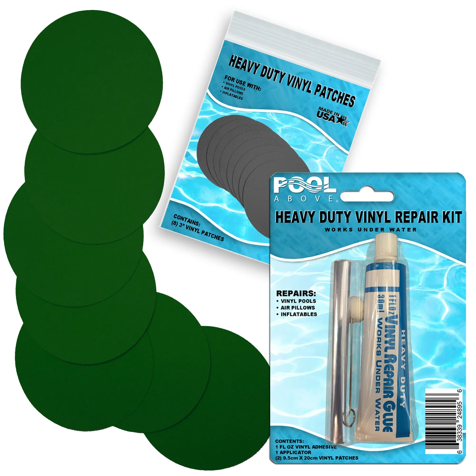 Heavy Duty Vinyl Repair Patch Kit for Above-Ground Pool Liner Repair; Glue and Patch Inflatables; Boat; Raft; Kayak; Air Beds; Inflatable Mattress Repair