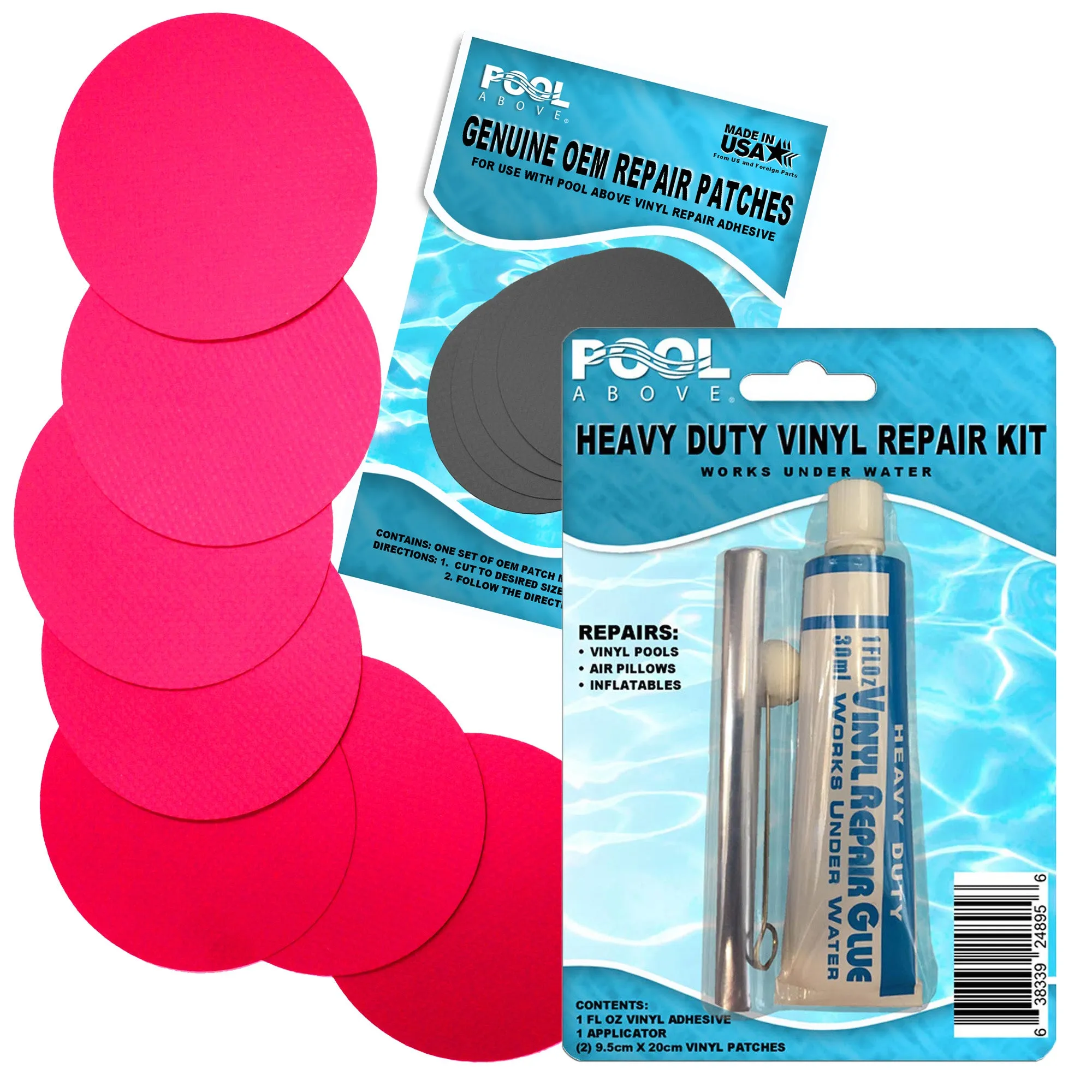 Heavy Duty Vinyl Repair Patch Kit for Above-Ground Pool Liner Repair; Glue and Patch Inflatables; Boat; Raft; Kayak; Air Beds; Inflatable Mattress Repair