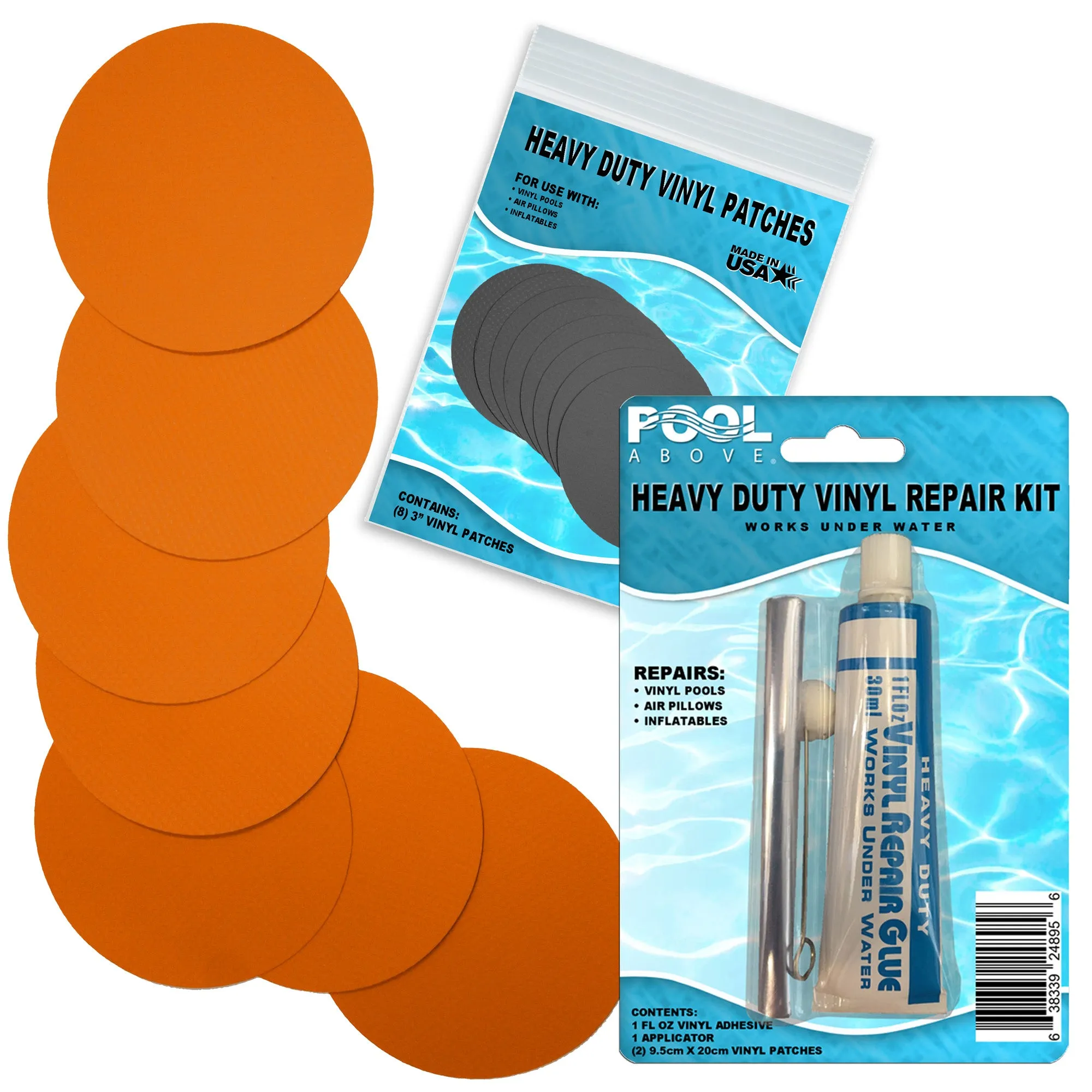 Heavy Duty Vinyl Repair Patch Kit for Above-Ground Pool Liner Repair; Glue and Patch Inflatables; Boat; Raft; Kayak; Air Beds; Inflatable Mattress Repair