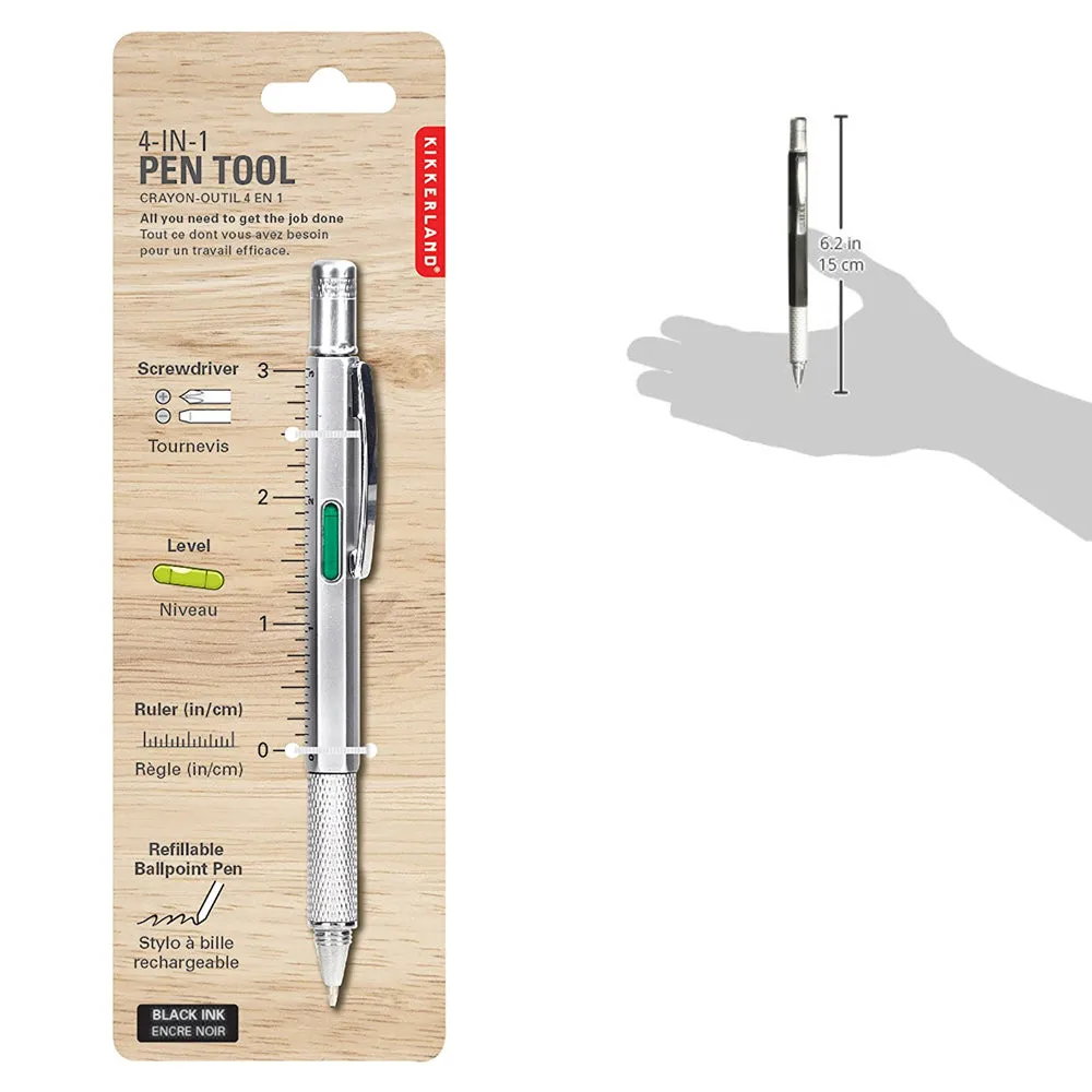 Kikkerland 4in1 Pen Multi Tool Philips Flat Ballpoint Screwdriver Ruler Inch Cm