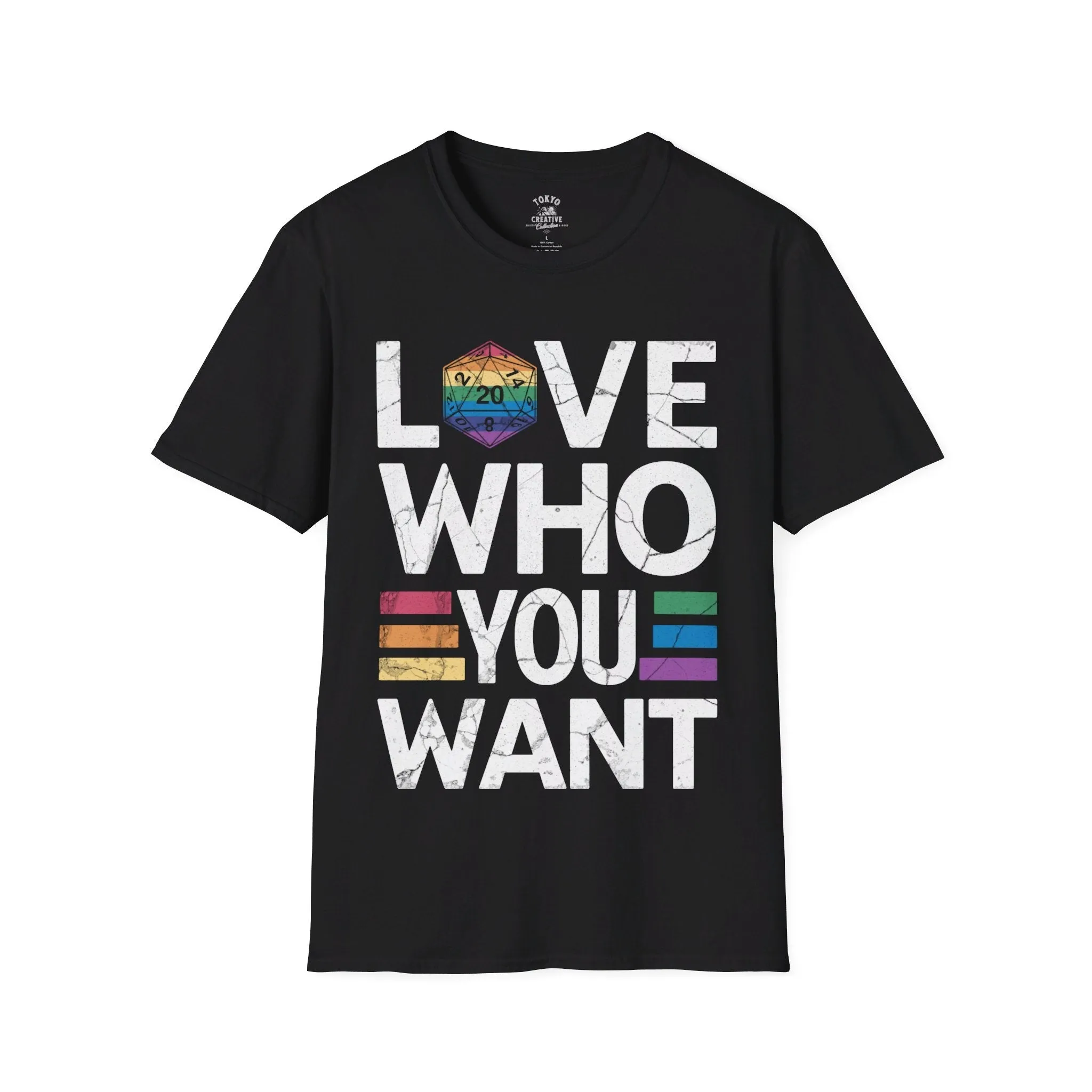 Love Who You Want Shirt - Inclusive Rainbow D20 Tee for Gamers and Allies