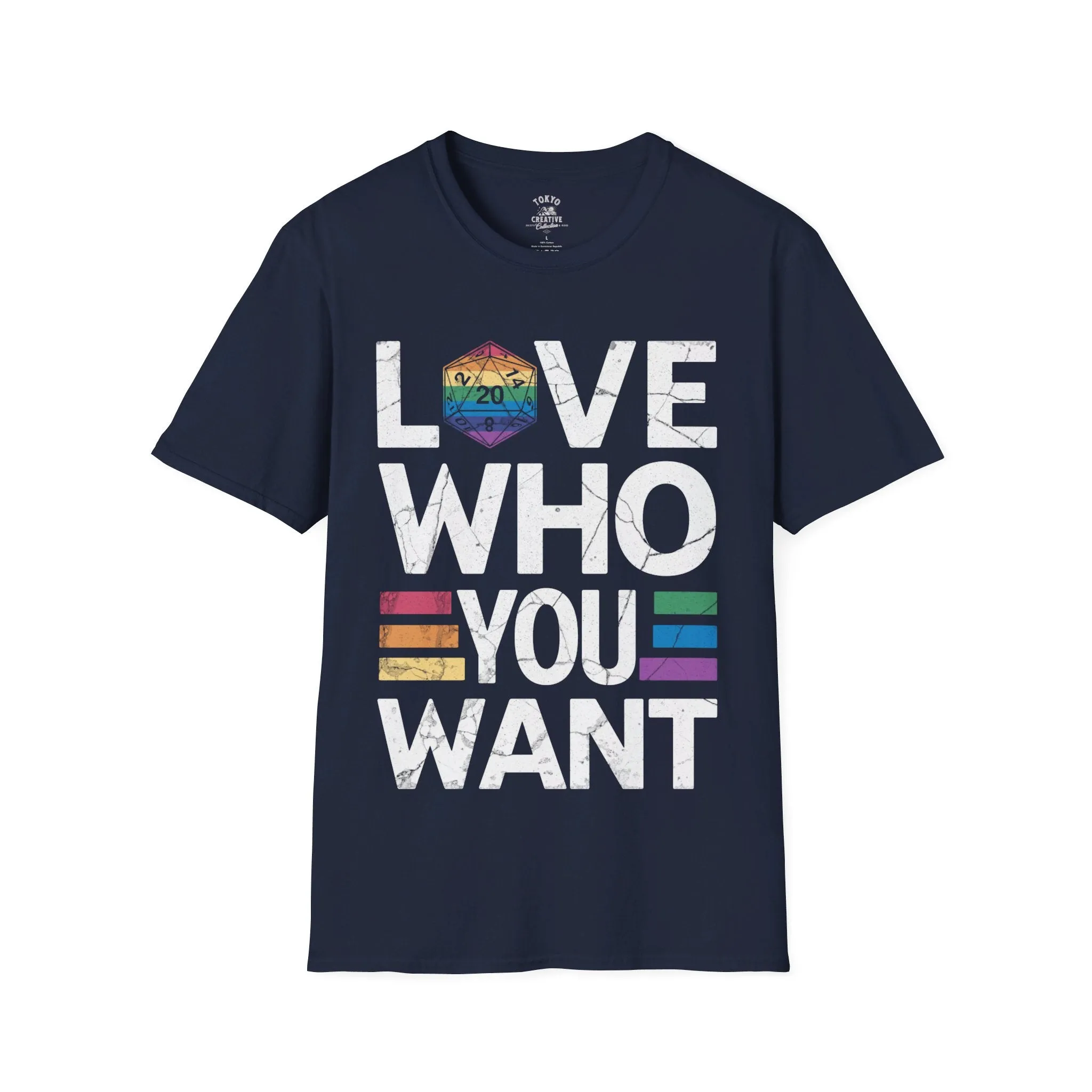 Love Who You Want Shirt - Inclusive Rainbow D20 Tee for Gamers and Allies