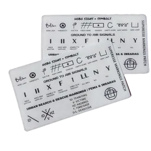 Markings and Signals Decal - Hobo Symbols, Ground to Air Signals, Search and Rescue Markings
