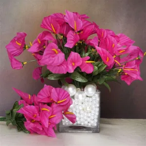 Mini Calla Lily Bush Artificial Silk Flowers - Fuchsia