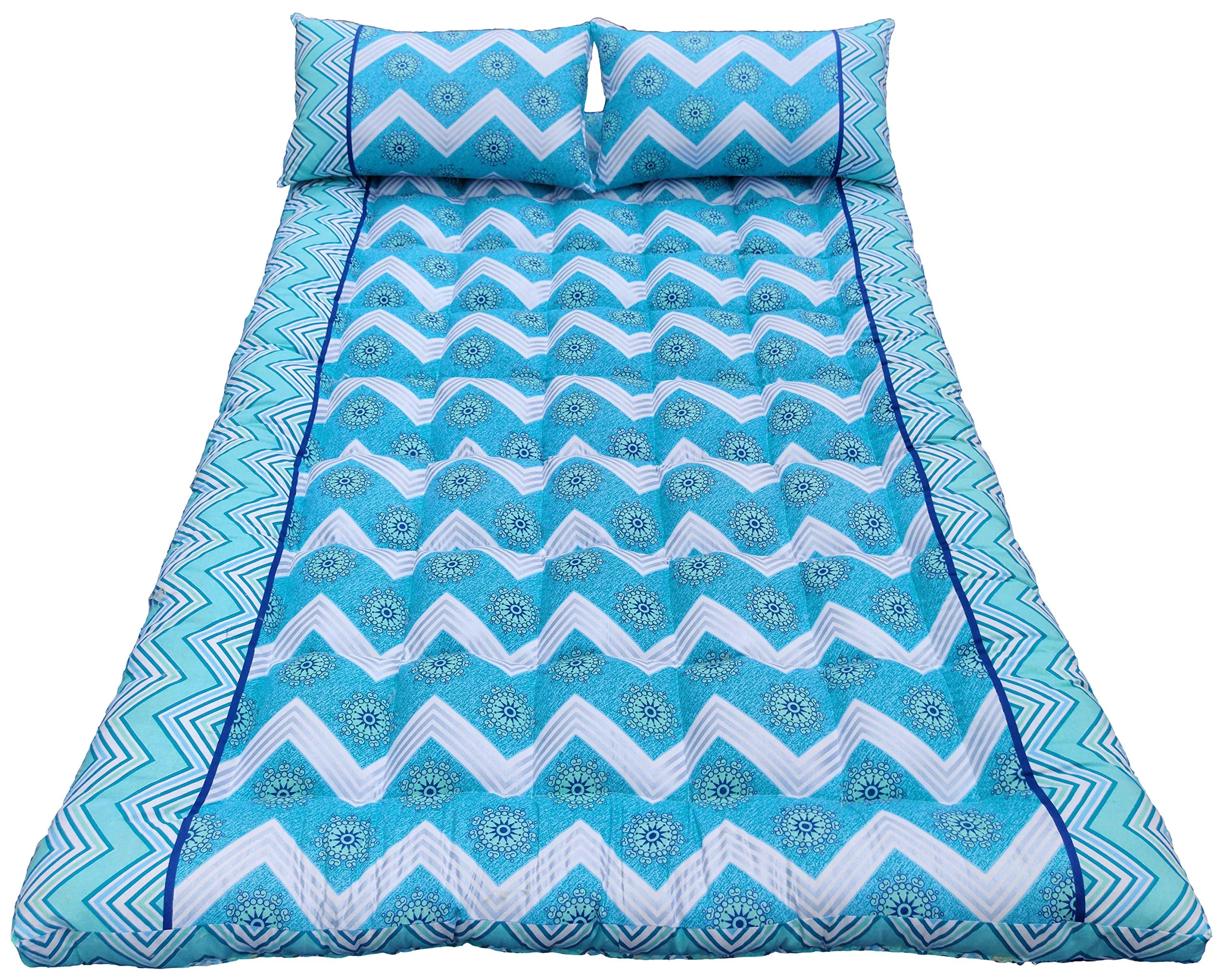 NIVEDHA MATTRESS Organic Silk Cotton/Kapok/Ilavam Panju Semal Double Cot Foldable Floor Asian Style Mattress with 2 Pillows (72 x 48 x 3 Inches, Medium)