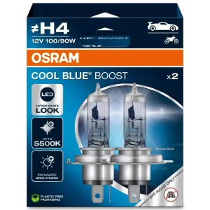 Osram cool blue boost H4 white xenon look halogen bulbs| 62193CBB-2HB