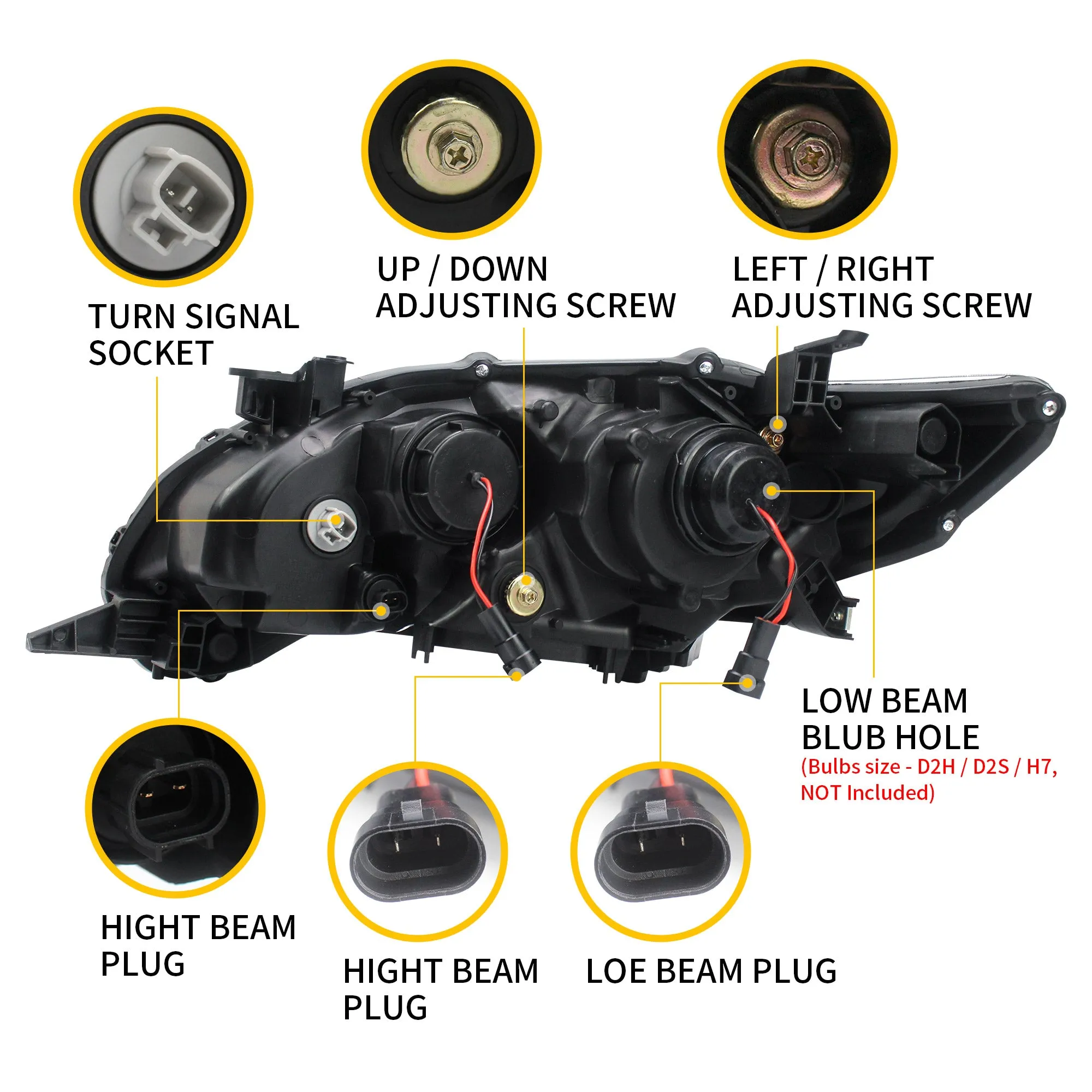 VLAND LED Headlights For Toyota Corolla 2011-2013 Headlamps