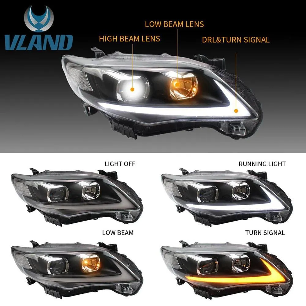 VLAND LED Headlights For Toyota Corolla 2011-2013 Headlamps