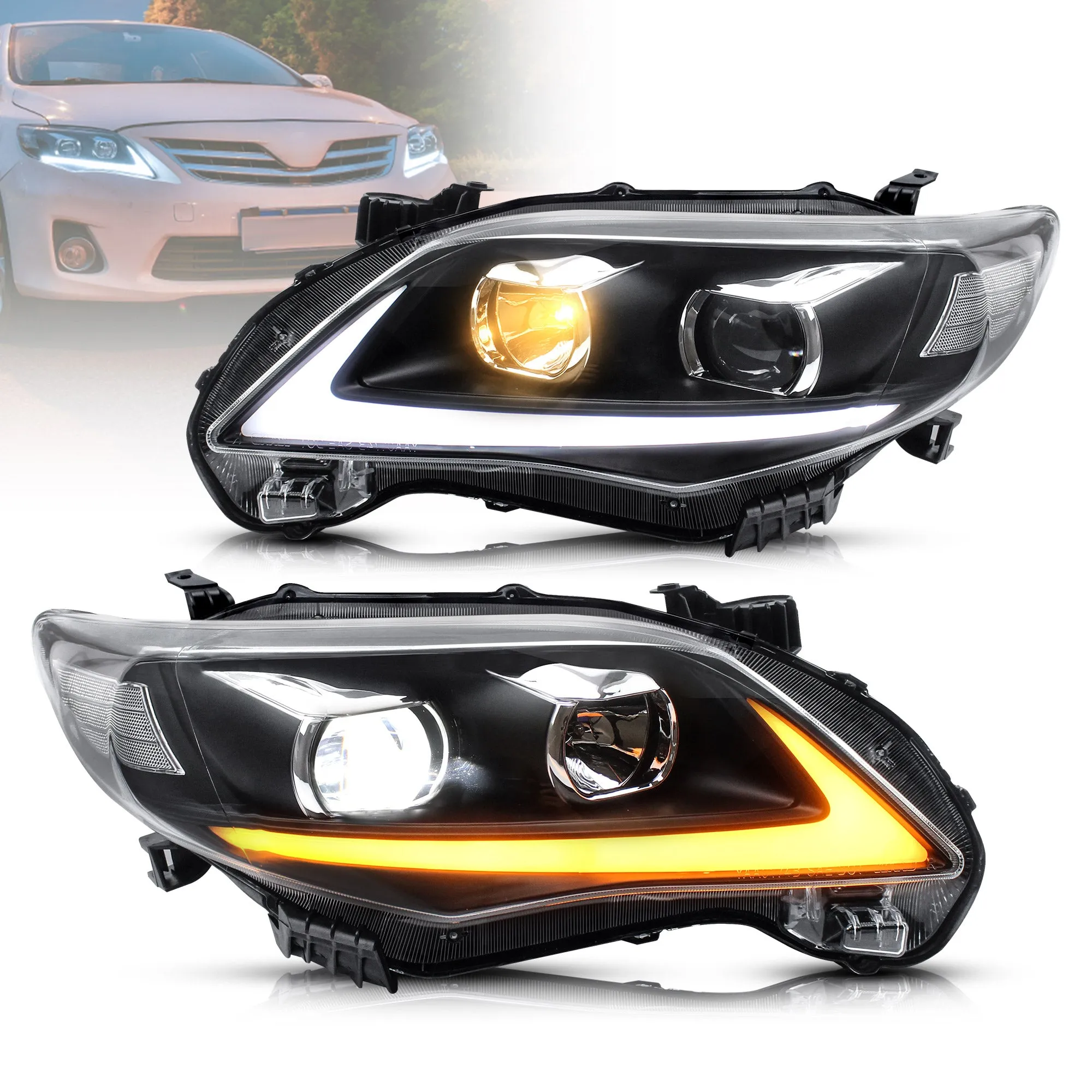 VLAND LED Headlights For Toyota Corolla 2011-2013 Headlamps