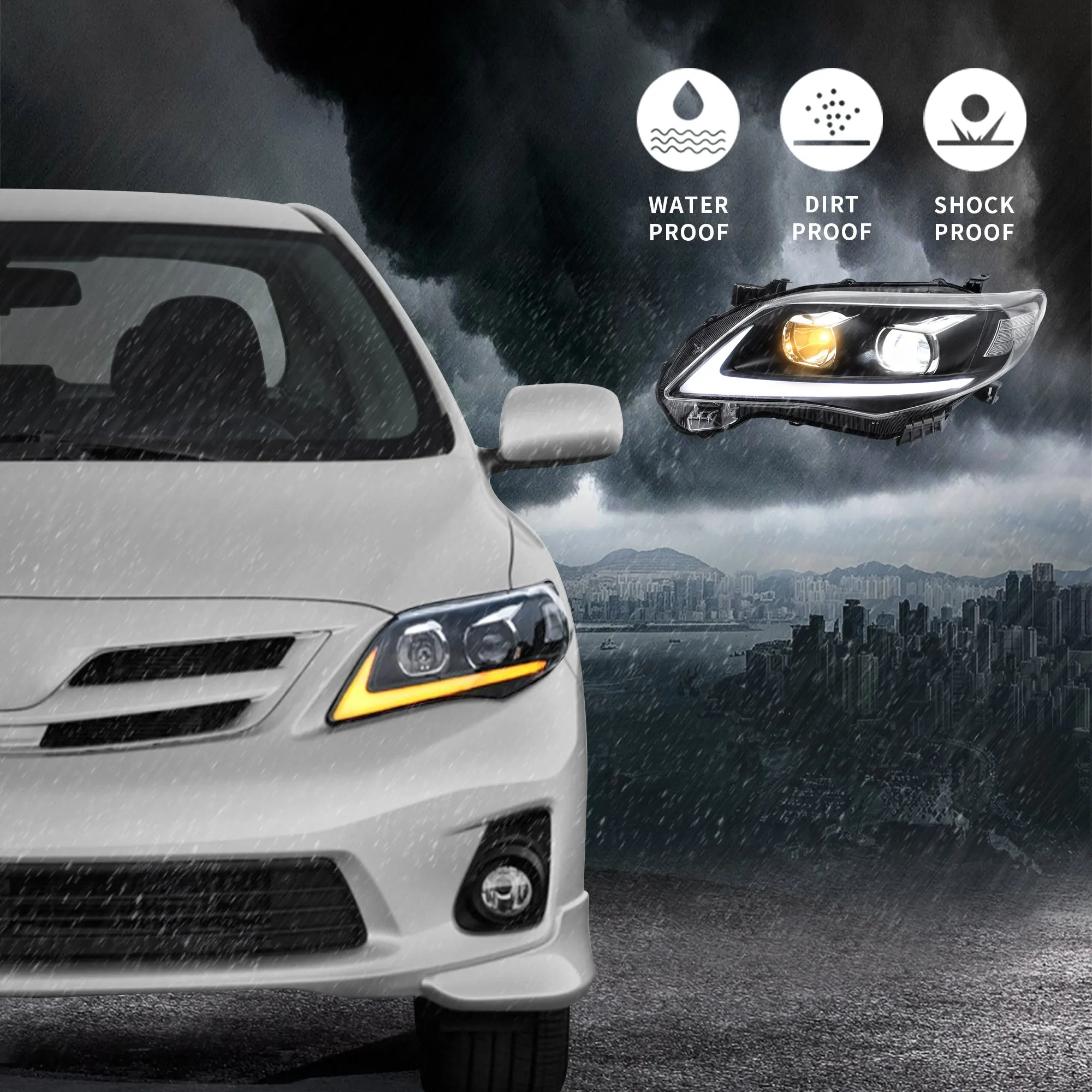 VLAND LED Headlights For Toyota Corolla 2011-2013 Headlamps